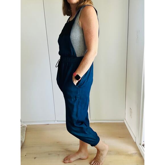 Anna Sui Denim Chambray Overalls Capri Size Small jogger bibs Vintage 90s Era - Picture 11 of 12